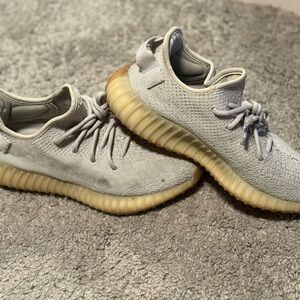 Beige Knit Sneakers with Tan Soles